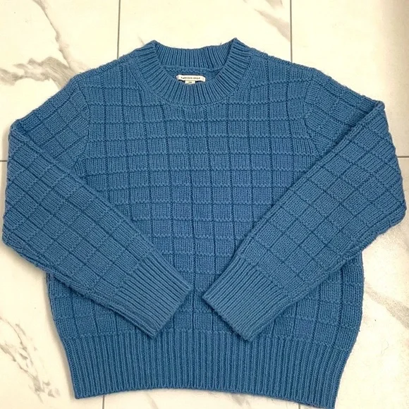 American Eagle Waffle Knit Crew Neck Sweater Blue Sz Lg - Picture 12 of 13